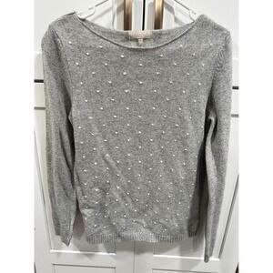 BENEDETTA B Women's Grey Sweater with White Polka Dots Merino‎ Wool Blend Size M